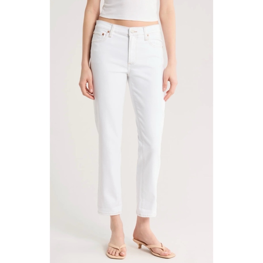 NWT Pistola Riley Mid Rise Relaxed Girlfriend White Jeans, size 24